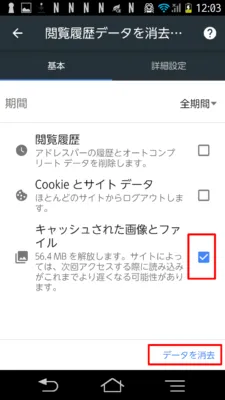 キャッシュされた画像とファイル