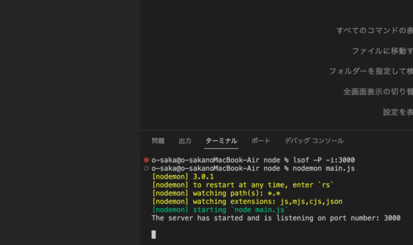 【Node.js】macOSターミナルでlocalhost:3000を使っているプロセスをkillするコマンド